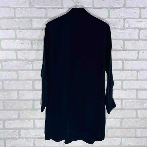 Vince Silk Oversized Black Button Front Long Sleeve Tunic Blouse Size XS - Picture 4 of 7